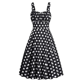 Summer New Strap Dress Europe and American Style Cute Women's Slim Polka Dot Strap Dress Performance Party Dress