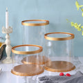 6 Inch Round Transparent Cake Box Plastic Tall Clear Cake Packaging Bakery Gold Wedding Gift Box Food Grade PET