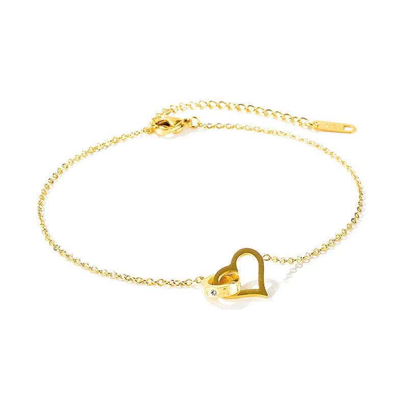 ORDRM Sweetheart Beach Bracelet for Foot Chain Fashion High Quality Trendy Gold Filled Anklets for Women