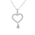 Genuine Fine Jewelry 925 Sterling Silver Heart Pendant Moissanite Charm Necklace Rhodium Plated Link Chain Women Female