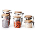 Glass Food Storage Jar with Airtight Seal Bamboo Lid Snap-Fit White Glass Food Storage Canister MegaBDM