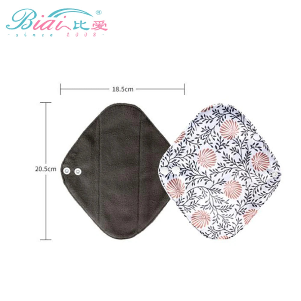 Reusable Customized Bamboo Charcoal Sanitary Pad Mom Menstrual Cotton Pad Three Size Lining Match Women Care Washable Pad