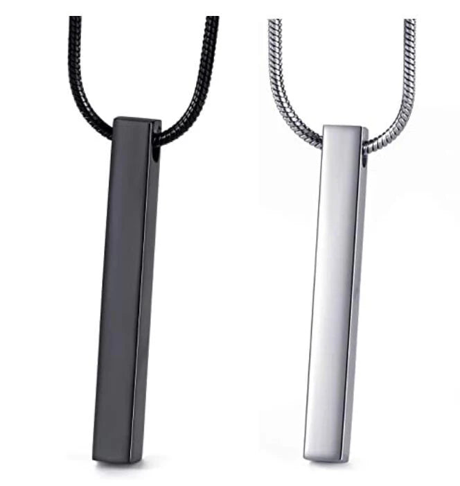 Engraving 3D Bar Name Necklace Cube Pendant Stainless Steel Personalized Dangle Vertical Cuboid Stick Pendant Necklaces Women