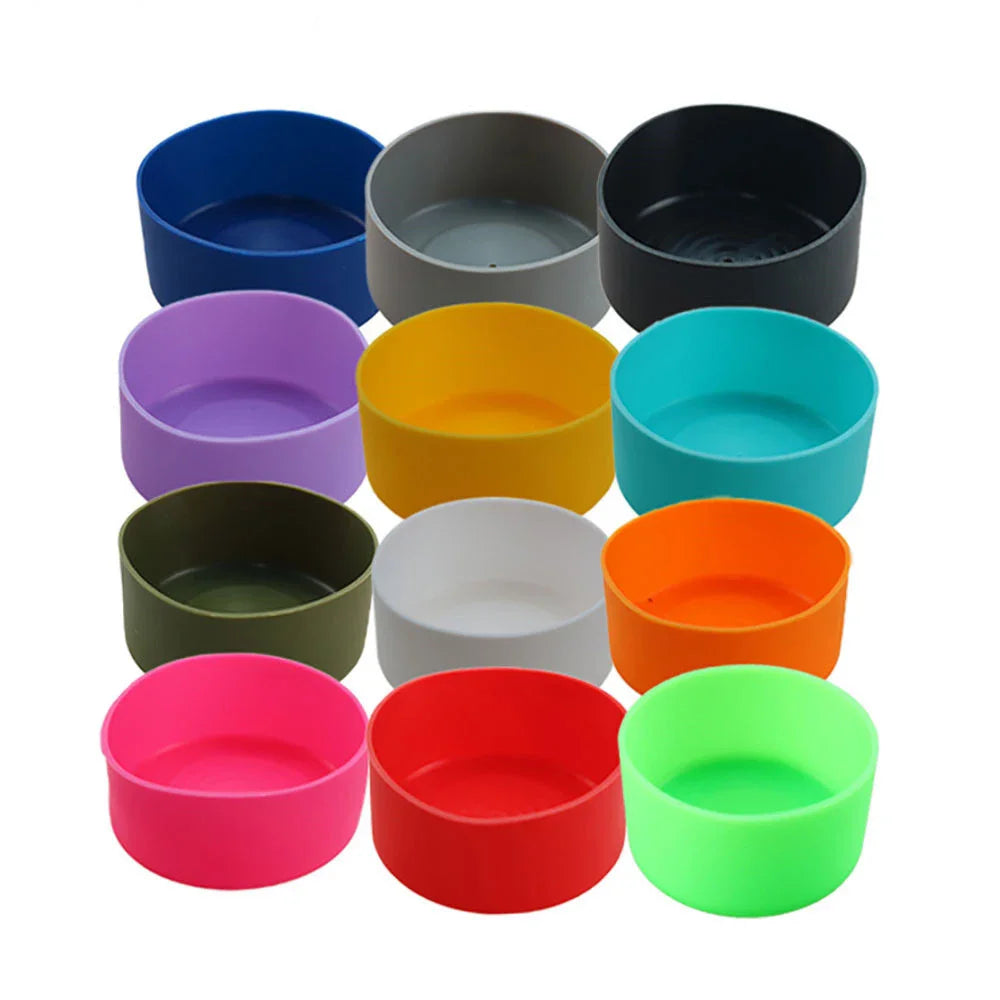 2 Sizes Various Colors Durable Silicone Bottle Bottom Sleeve Cover  12-24 oz Water Bottle Anti-Slip Bottom Sleeve Cover