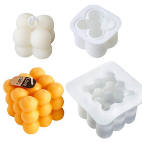 HY 3D Cube Bubbles Mousse Cake Mold Silicone Magic Cube Candle Mould