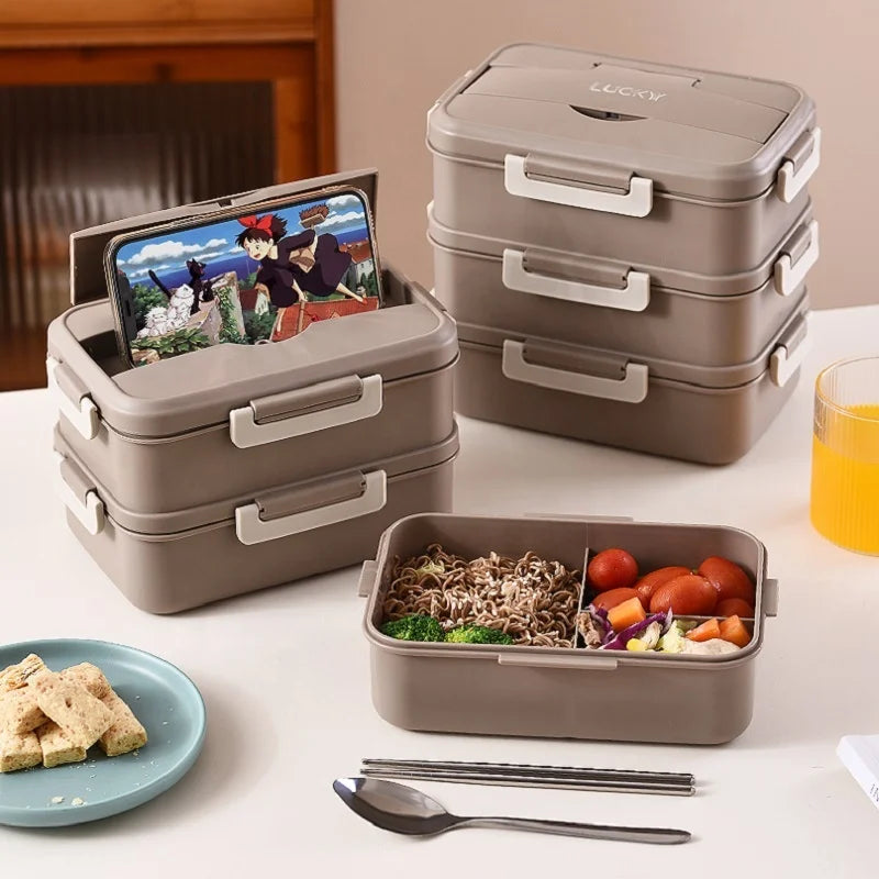 Free Stainless Steel Cutlery Set and 100% Food Grade Microwave Safe Food Container and Plastic School Tiffin Bento Lunch Box