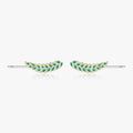 Trendy Simple Earrings for Women Fine Jewelry Solid 925 Sterling Silver Minimalist Enamel Green Tree Leaves Stud Earrings