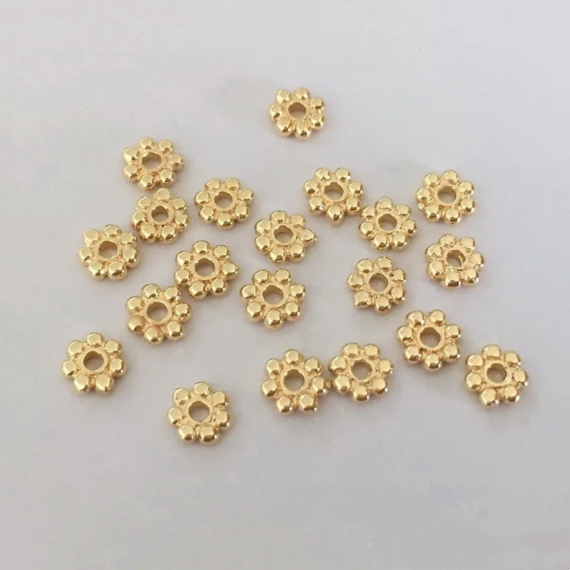Fashion Jewelry Findings Diy 14k Gold Plated Loose Spacer Flower Beads