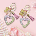 Fashion Resin Hollow Out Heart Keychain Cute Butterfly Tassels Key Ring Pendant Car Keychain Bag Charm Decoration Couple Gifts