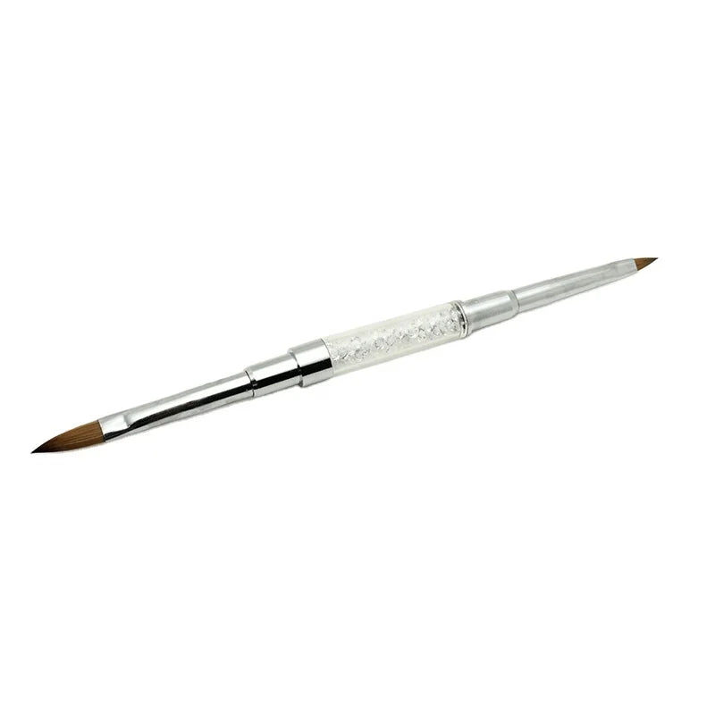 Wholesale Durable Kolinsky Hair Brush with White Rhinestone Different Size Crystal Carved Painted Flower Pen for Nail Use
