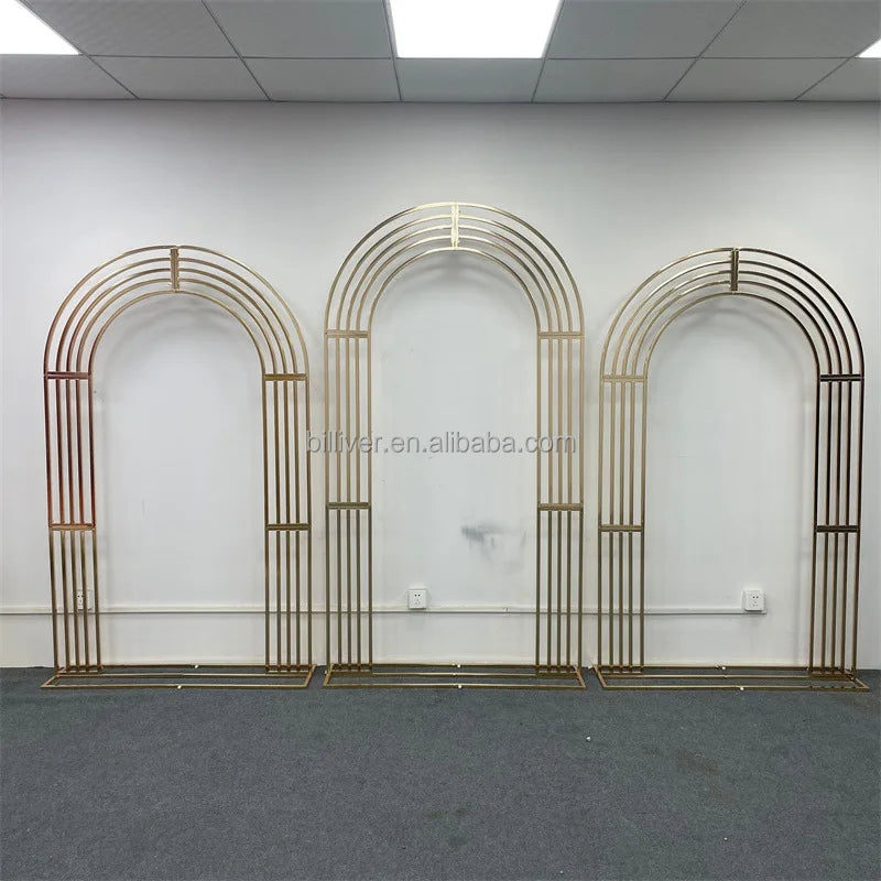 Wedding Background Frame Stage Background Gold Arch Shiny Gold Backdrop Artificial Flower Metal Arch Wedding Props Decoration