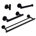 Hot Sales Black Stainless Steel Towel Rack Set Four-Piece Bathroom Hardware Minimalist Design Hotel Bathroom Boxed Set