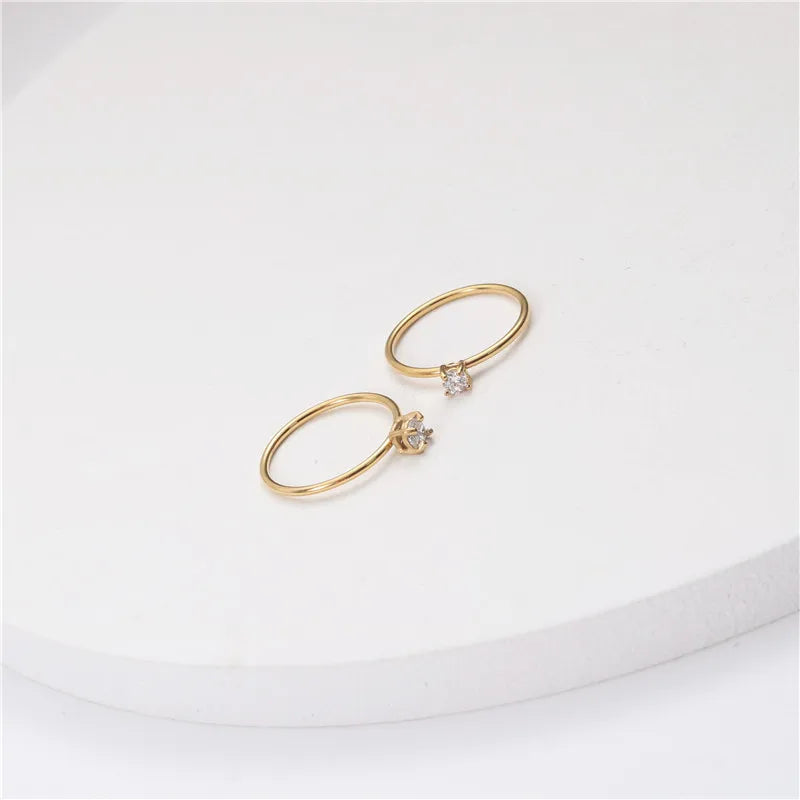 Simple Gold Color Stainless Steel  Rings for Women Zirconia Rings New Trends Jewelry Wholesale