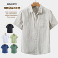 Cotton Linen Shirts for Men Custom Logo Summer Casual Arabic Style Vintage Quick-Dry & UV Protection Loose Fit Wholesale
