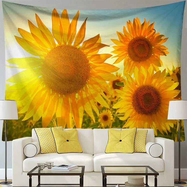 Sunflower Flower Tapestry Ins Hanging Cloth Room Dormitory Bedside Decorative Cloth Net Red Anchor Photo Cloth Painting Tapestry