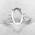 Sterling Silver 7*12mm Semi Mount Ring Empty Frame Blank Support Claws Setting S925 Base Holder Without Center Stone for Inlay