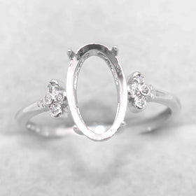 Sterling Silver 7*12mm Semi Mount Ring Empty Frame Blank Support Claws Setting S925 Base Holder Without Center Stone for Inlay