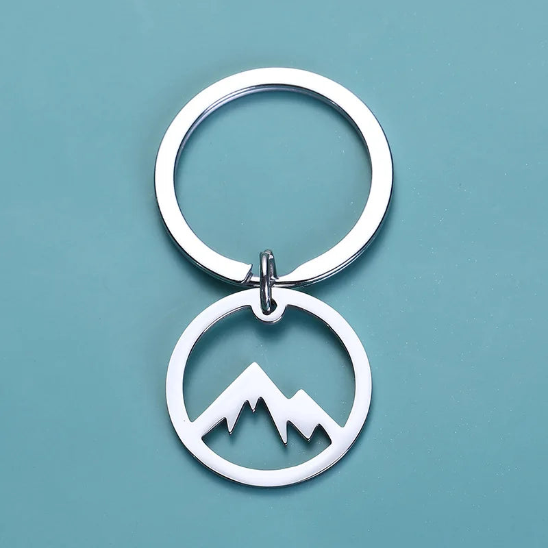 Stainless Steel Adventure Mountain Charm Key Ring Graduation Gift Outdoor Traveling Camping Hiking Lovers Gifts Key Chain