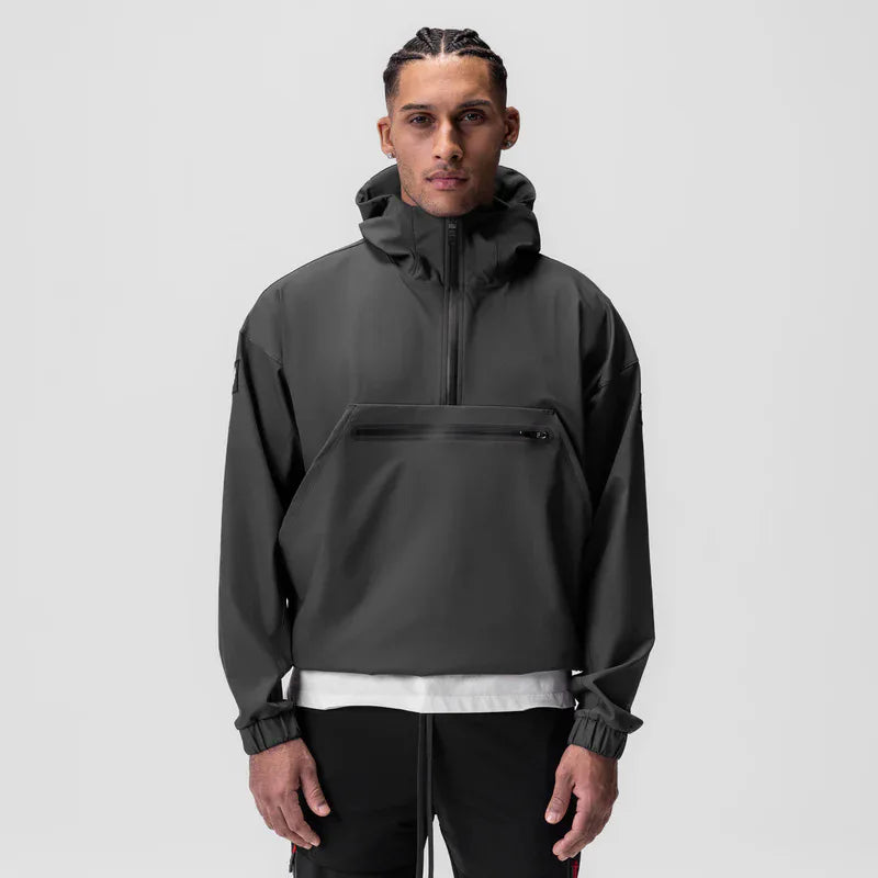 Unisex Zipper-Up Hooded Coat Waterproof Fashion Outdoor Jacket With Pockets Customizable XL Size Canvas Woven Fabric Motorcycles