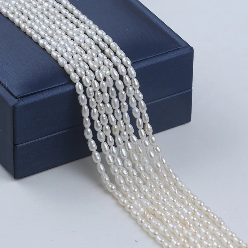 Zhuji Market Sale Loose 2.8-3.2mm White Pink Purple Freshwater Rice Shape Natural Pearls Stand Included