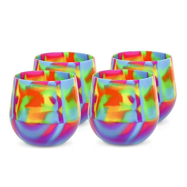 Food Grade Silicone Cup New Arrivals BPA Free Tie Dye Color Design Unbreakable Heat Resistant  Silicone Coffee Mug
