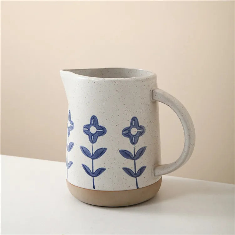 Hot Selling Nordic Art Style Minimalist Ceramic Porcelain Restaurant Water Coffee Jug Heat Resistant Milk Jugs Handle Food