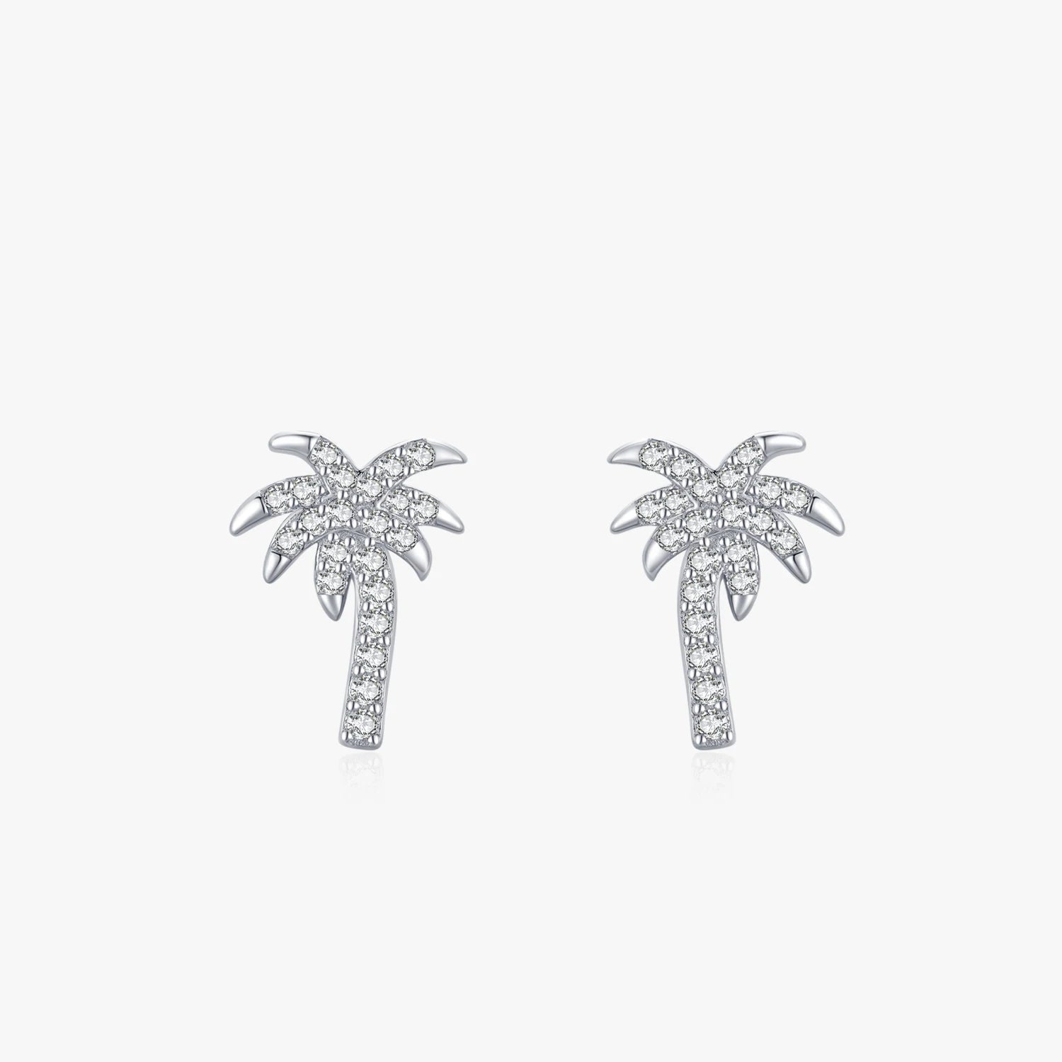 Ailmay Top Quality Real 925 Sterling Silver Trendy Coconut Tree Clear Zircon Stud Earrings for Women Romantic Wedding Jewelry