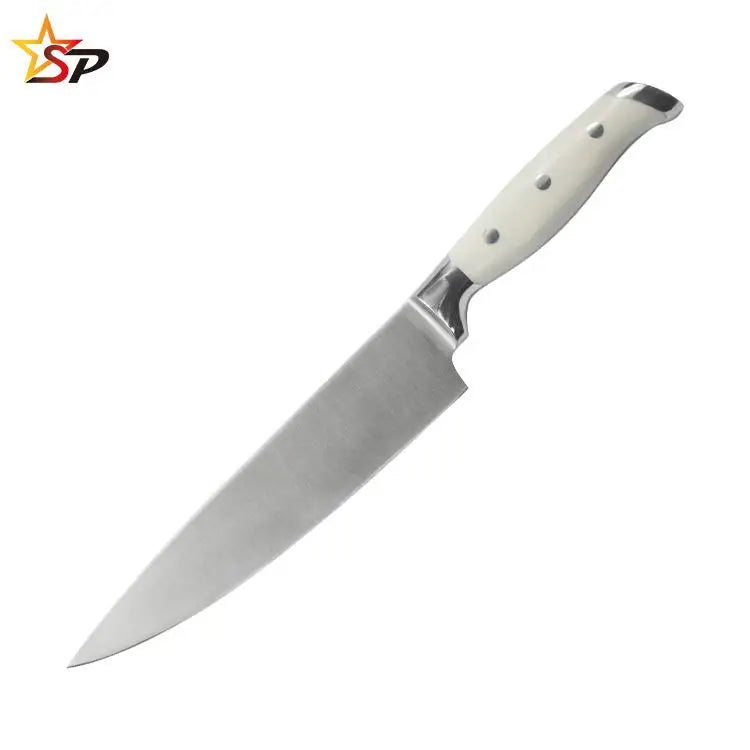 8 Inch 5cr15 Stainless Steel Hammered Pattern Kitchen Chef Knife with High-Polish Finish Eco-Friendly Ambidextrous POM Handle