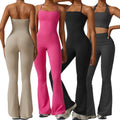 Women's New Halter Butt Lift Bodysuit One Piece Flared Fitness Jumpsuit Breathable Quick Dry Spandex/Nylon Full Length Sports