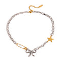 J&D Minimalist Chic 18K Gold Stainless Steel Mixed Box and Cross Chain Butterfly Star Bow Necklaces