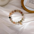 Natural Stone Crystal Beaded Bracelets With Heart Pendants Agate Elastic Handmade Jewelry Custom Bracelets
