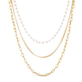 Elegant Stainless Steel 18k Plated 3 Layers Pearl Jewelry Necklaces Women