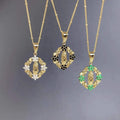 Wholesale Custom Crystal Zircon Flower Holy Guadalupe Virgin Mary Pendant Necklace for Women Jewelry