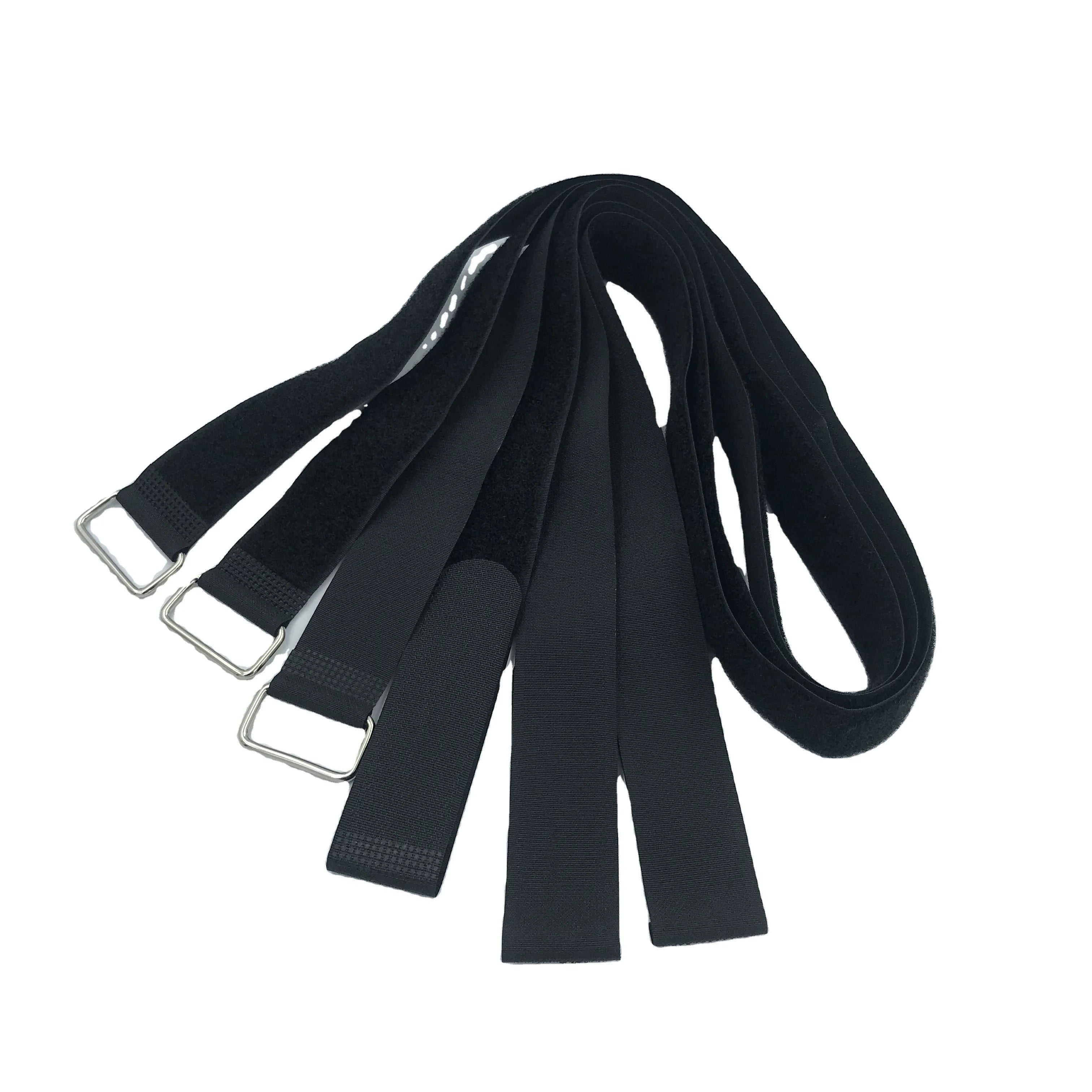 Customized Luggage Strap Hook and Loop Wire Cable Tie Cinch Strap Heavy Duty Hook and Loop Strap With Metal Buckle