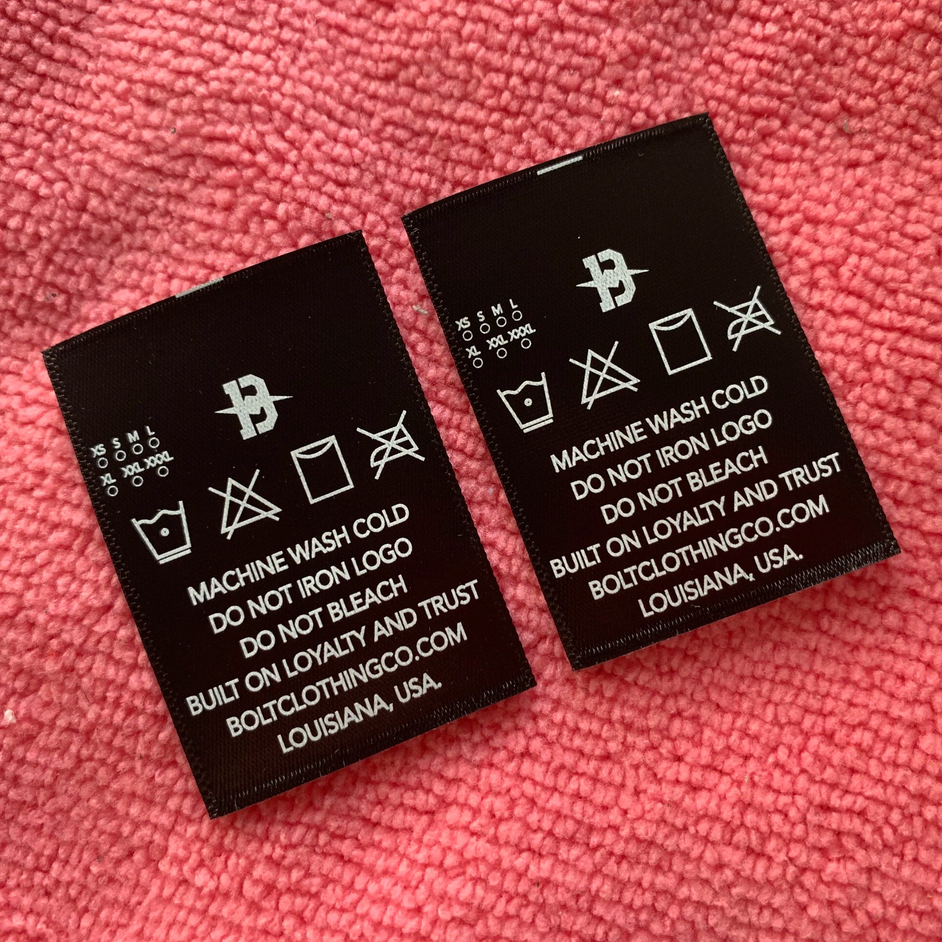 Top Sewing Washing Care Satin Labelstraight Cut Black Satin Printing Label With Washing Instrcution