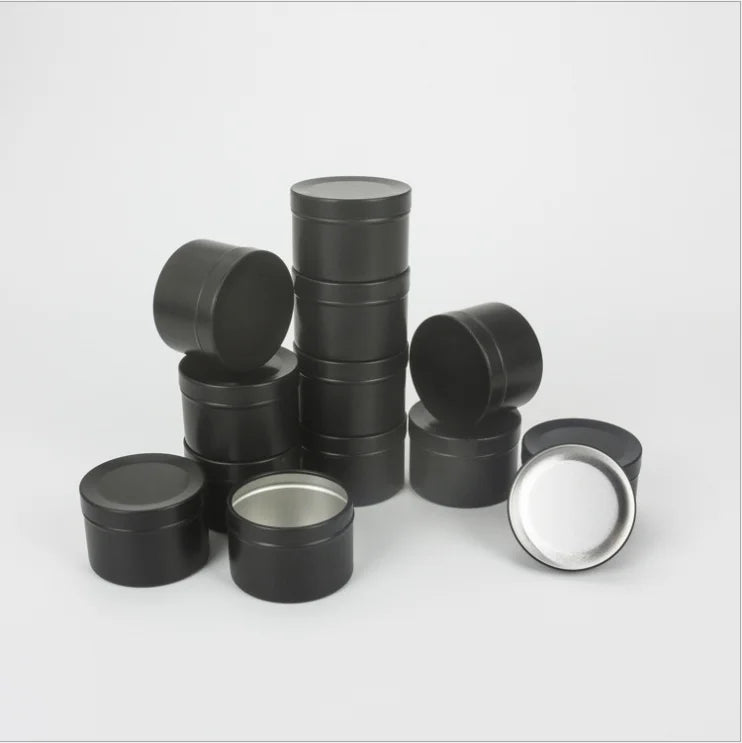 Luxury Empty Metal Tin Candle Jars Matte Black Aluminum Cream Container with Lid for Face Cream and Essential Oils