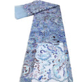 Floral Dress Embroidery Lace Fabrics Clothes Material Blue Sequins Embroidered Lace Fabric