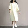 Summer Autumn Women Cotton T-shirt Dresses Mori Girl Style Loose O-neck Batwing Sleeve Midi Long Dress Robe Femme Vestidos