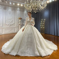 Jancember NS4554 Luxury Crystal Long Bridal Ball Gown Wedding Dresses for Women