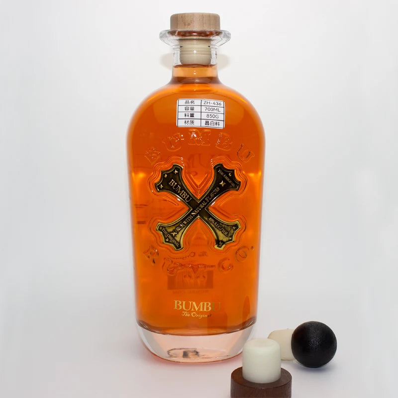 High-end Customized Spirits Whisky Vodka Rum Tequila Brandy Spirits Bottles with Wooden Cork