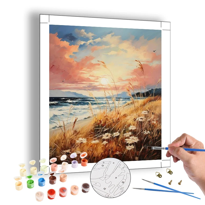 Custom 40x50cm Diy Painting by Numbers for Adults Scenery Landscape Sea Paint by Numbers Hanging Art Crafts Decor for Beginner