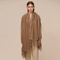 Custom Designer Winter Knitted  Neck Warmer Women Cashmere Scarves Shawl Woolen Woven Tassel  Luxury Soft Scarf Stole