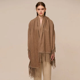 Custom Designer Winter Knitted Neck Warmer Women Cashmere Scarves Shawl Woolen Woven Tassel Luxury Soft Scarf Stole