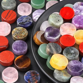 Natural Rose Quartz Flat Slices Cabochon Both Side Crystal Agate Stone Round Disc DIY Stone Jewelry