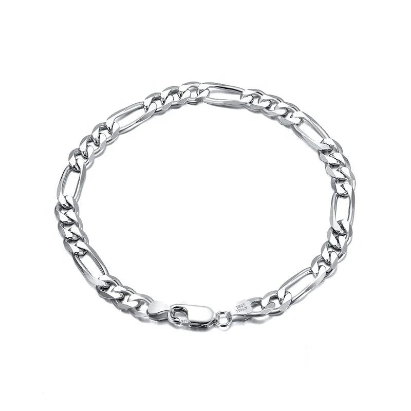 Figaro Women Bracelets Curb Diamond Cut Figaro Chain Bracelets Bangles 925 Sterling Silver NEW Fashion Party Wholesale 3.3-6.5mm