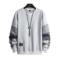 Men's Large Size Loose Pullover Color-Blocking Long-Sleeved Sweater Knitted Weaving with Anti-Shrink Feature