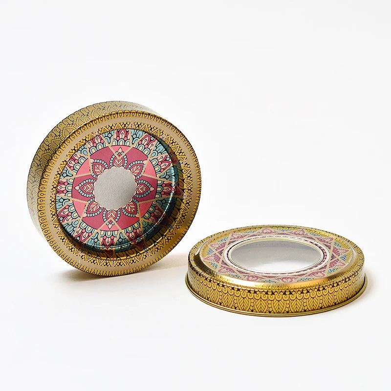 Customizable Round Saffron Tin Box for Food Packaging Features Logo Printing