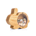 Kids Wooden Money Boxes Animal Design Twenty-six English Alphabet Acrylic Animal Pattern Transparent Coin Bank Wooden Piggy Bank