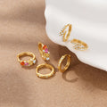 Minimalist Fashion Jewelry 925 Sterling Silver Statement Earrings Geometric Row of Diamond Gold Plated Hoop Earrings Women