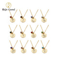 Fashion Stainless Steel Birthstone Necklace Personalized Women Round Charm Birth Month Flower Necklace